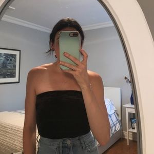 Velvet Black Strapless Bodysuit